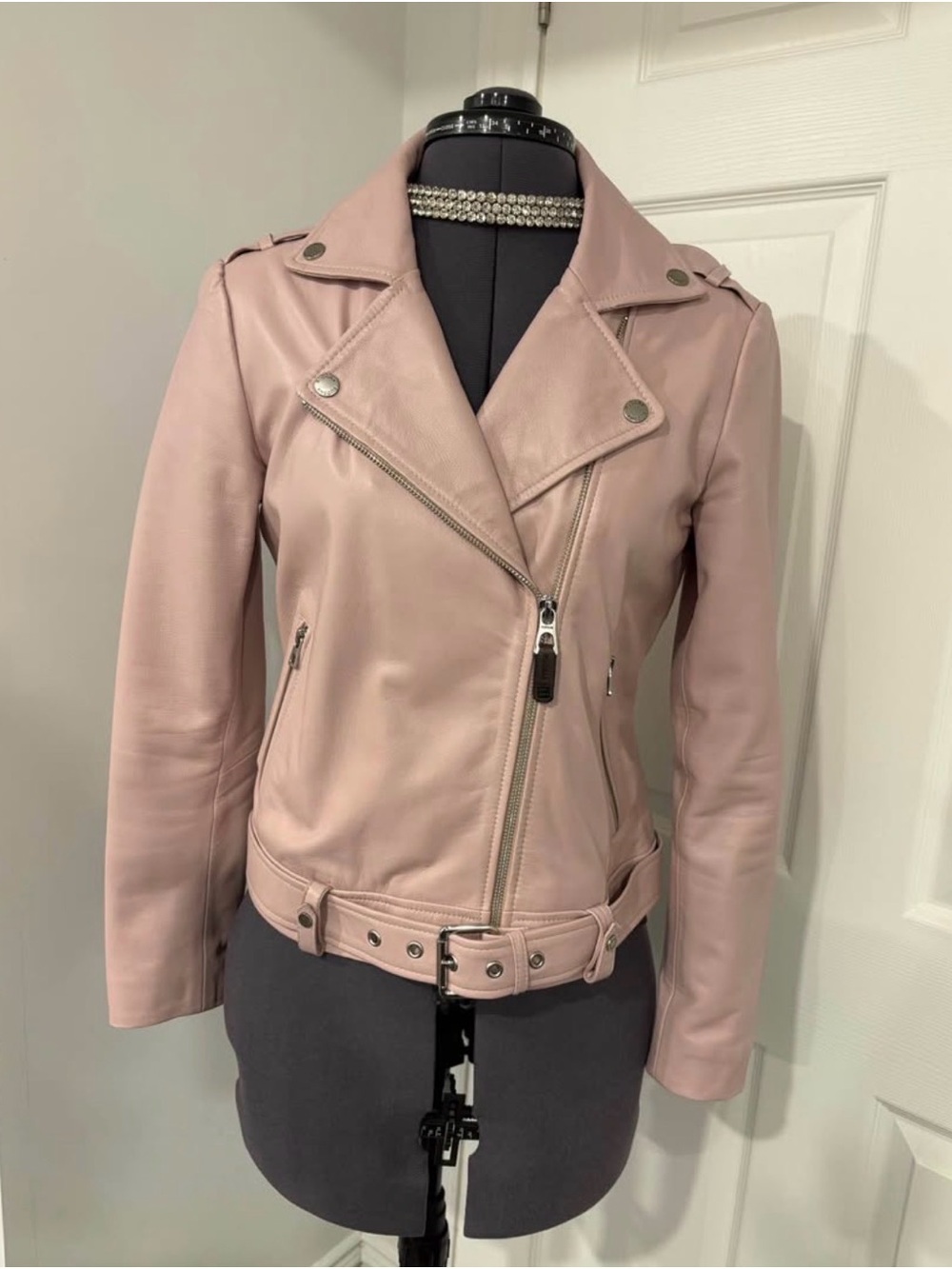 Women's Pink Leather RUDSAK Moto Jacket